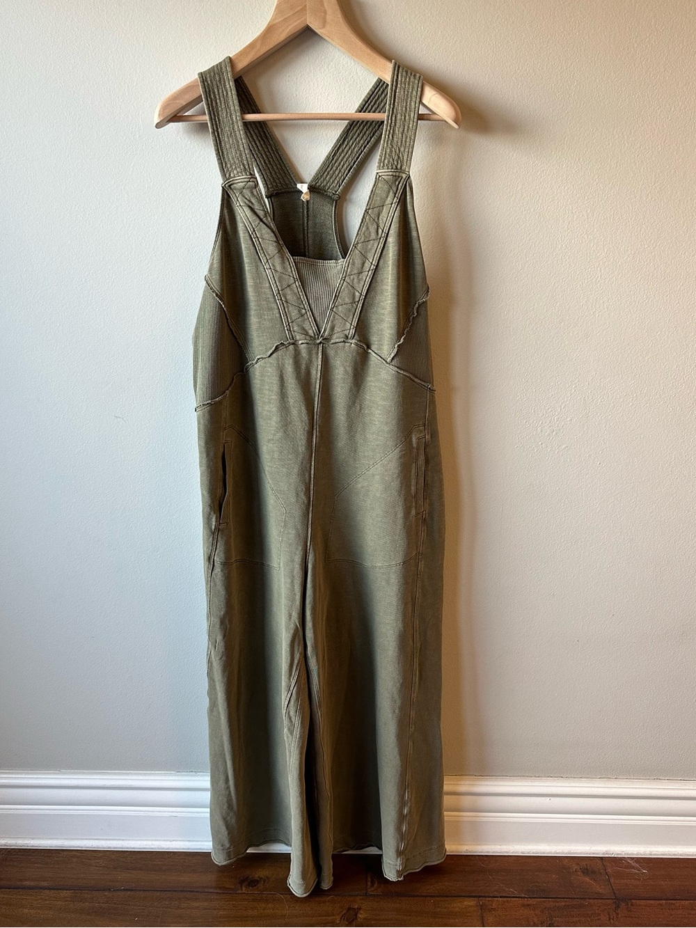 Anthropologie Daily Practice Olive Green Wide-Leg Overalls